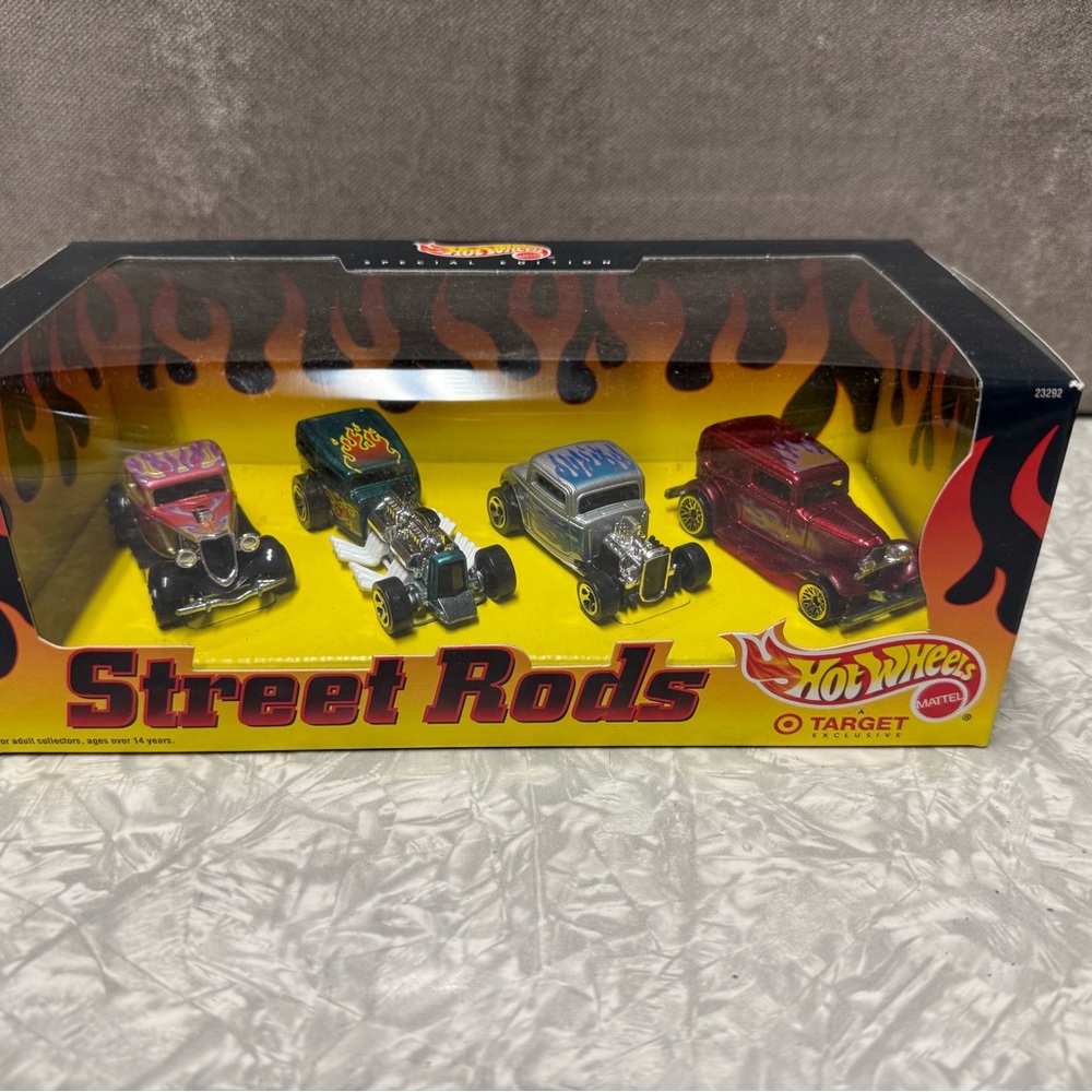 Hot Wheels Street Rods Set - Red, Silver, Black, Blue